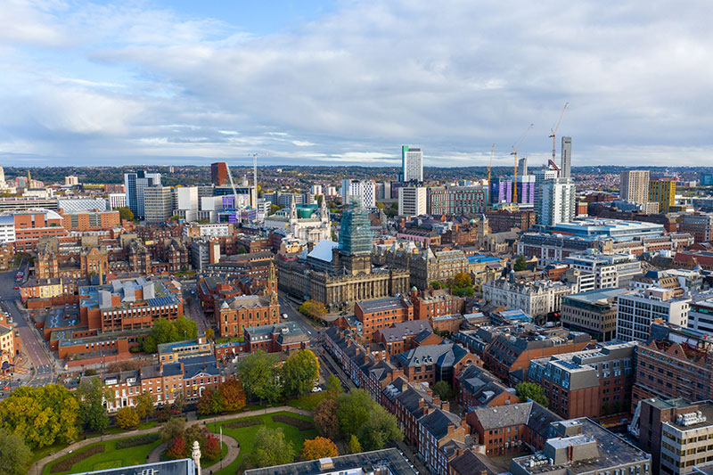 Aerial photo of Leeds City Centre